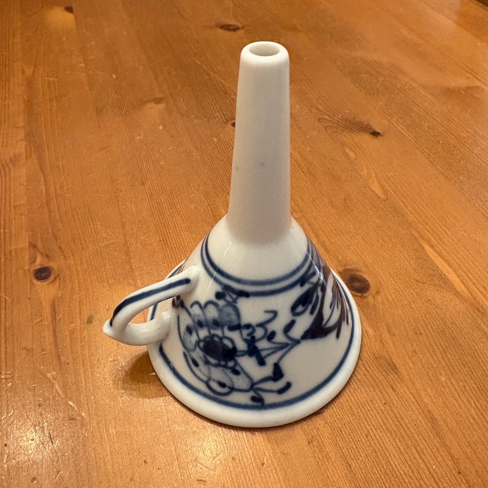 Blue and White Ceramic Funnel Decorative Home Accent